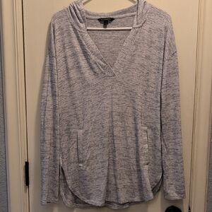 Striped Gray Women's Hoodie Top